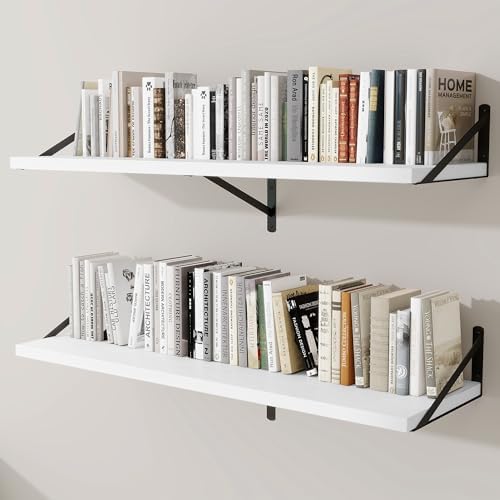 Deep Wall Shelves 48"W x 12"D Engineered Wood Floating Shelves by Venusmiles