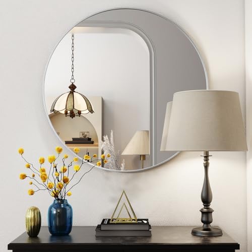 BEAUTYPEAK 20 Inch Round Mirror, Metal Frame Circle Mirror - Image 2
