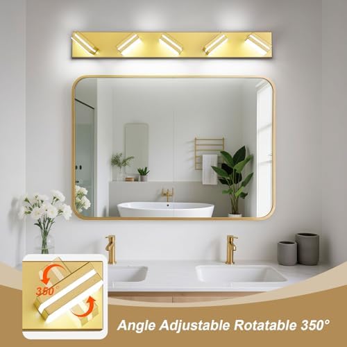 Modern LED Gold Acrylic Bathroom Lights Fixtures 5-Light - Image 2