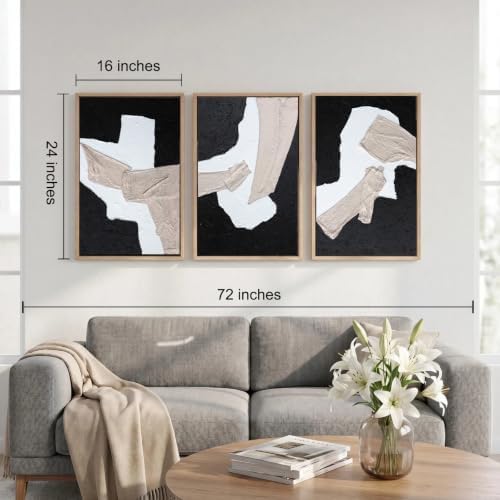 Framed 3D Textured Abstract Geometric Wall Art, 24x48 In - Image 2
