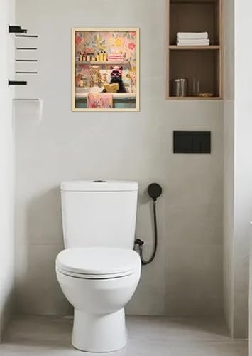 Funny Elegant Cat Wall Art Print Cat Lady In The Bathtub Poster Canvas Art Wall - Image 4