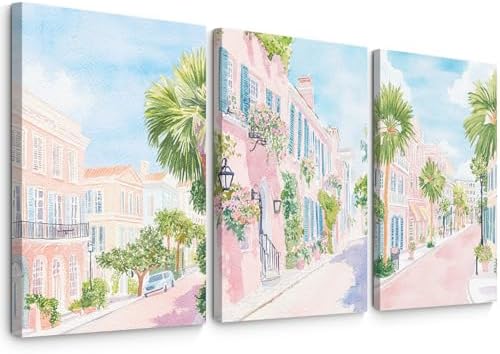 Charleston South Carolina Wall Art Preppy Watercolor Posters Pastel Coquette by Unknown