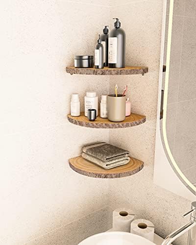 Corner Floating Shelves 3Pcs Wood Corner Shelf Rustic Wall Corner Shelf - Image 6