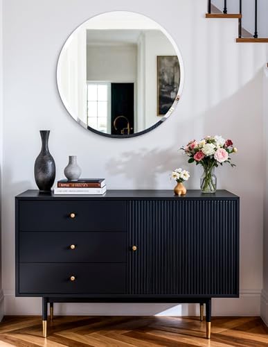 Frameless Round Wall Mirror: Modern Glass Mirror 27.6x27.6 inch - Image 2