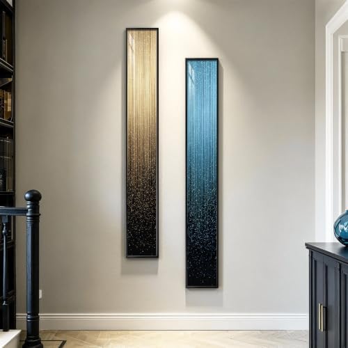 Framed Long Narrow Vertical Abstract Line 2 Piece Wall Art by Unknown