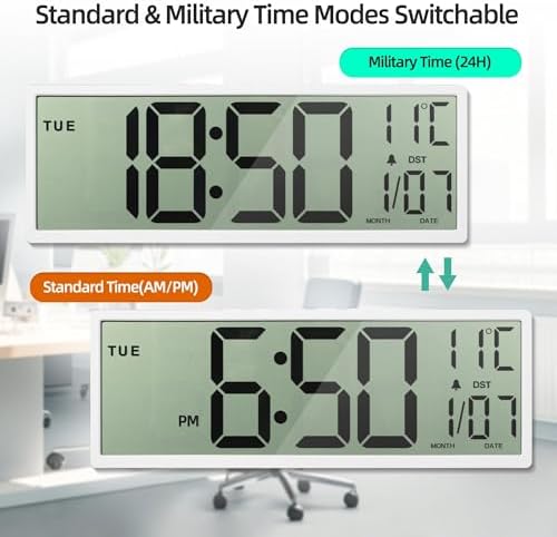 Digital Wall Clock Battery Operated, Large Number - Image 6