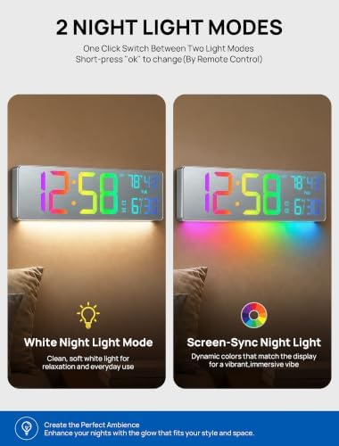 RGB Large Digital Wall Clock, 15.7" Digital Clock Large Display - Image 5