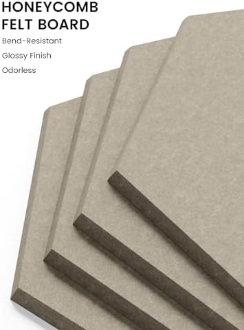 Fluxynara 12-Pack Hexagon Felt Bulletin Board Tiles, Olive Brown - Image 3