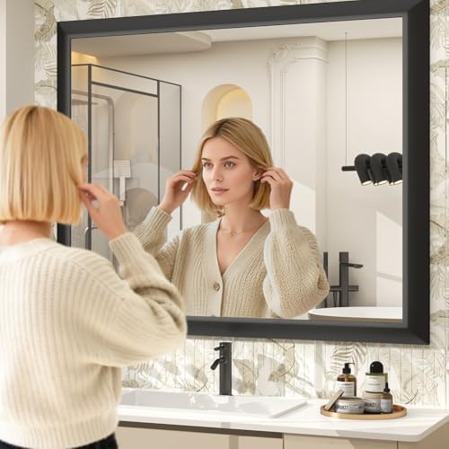 SMIROR 40x36 Matte Black Bathroom Vanity Mirror - Image 2