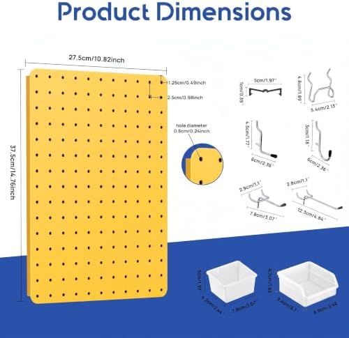 Pegboard Organizer Kit, 4 Pack 14.76x10.82 in Metal Panels - Image 3