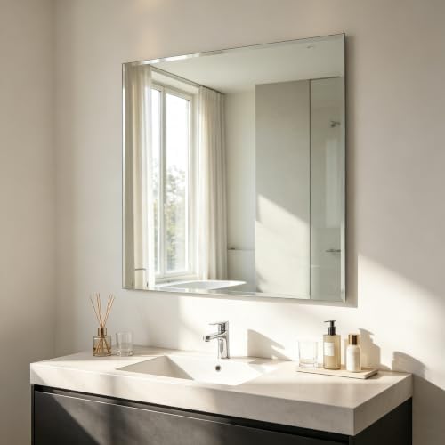 Frameless Wall Mirror 40” x 36“ Bathroom Mirror - Image 2
