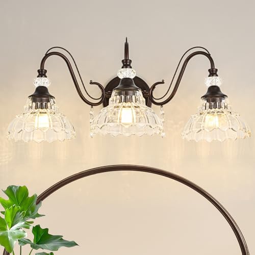 Vintage Bathroom Vanity Light, 3-Light Oil Rubbed Bronze Finish Wall Sconce by Unknown