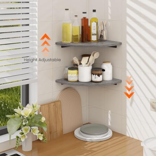 Homode Corner Shelf Wall Mount, Round Corner Floating Shelves Set of 2 - Image 6