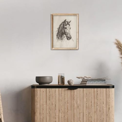 uniro Vintage Horse Etching Sketch Equestrian Retro Wall Art Print Farmhouse - Image 5