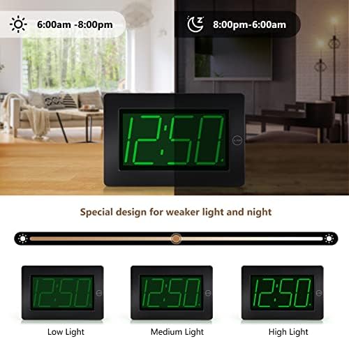 Alarm Clock, Wall Clock, Digital Clock, Adjustable Brightness, Auto Night Mode - Image 3