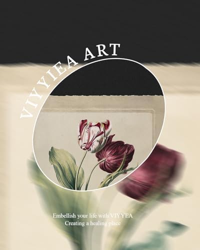 VIYYIEA Vintage Gold Framed Wall Art, Aesthetic Botanical Red Tulip Canvas - Image 4