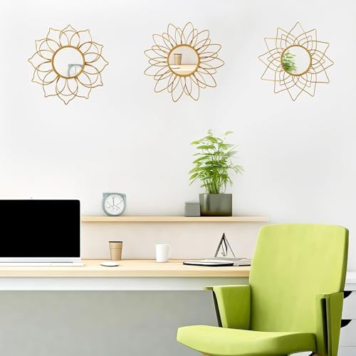 Champagne Gold Round Mirrors for Wall, Decorative Mirrors for Wall Decor - Image 5