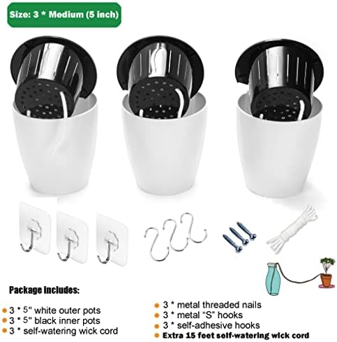 3 Pack Self Watering Wall Hanging Planter Pots Vertical Garden Window Hang - Image 6