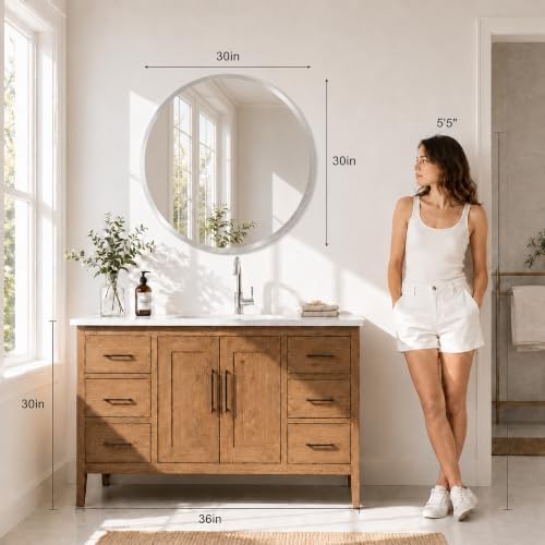 30 Inch Round Frameless Beveled Wall Mirror - Image 3