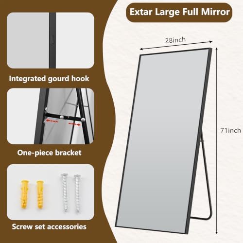 Koonmi 71"x28" Floor Mirror Full Length, Large Black Mirror - Image 2
