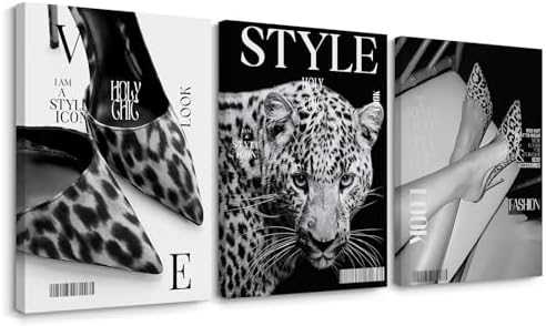 Black Leopard Wall Art Y2k Cheetah Canvas Wall Decor Fashion Trendy Posters by Youillne