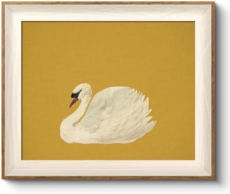 VIYYIEA Framed Modern Yellow Swan Wall Art by VIYYIEAART