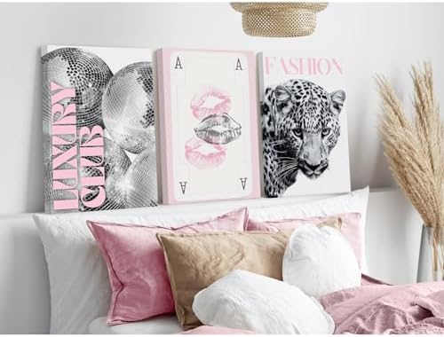 Pink Leopard Trendy Wall Art Cheetah Black White Canvas Wall Decor Fashion - Image 6