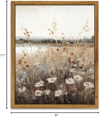 KBKBART Vintage Wall Art Framed, Retro Countryside Autumn Wildflower Field - Image 6
