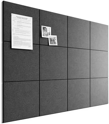 Bumusty 48"x 36" Large Felt Bulletin Board Tiles, Charcoal Gray by BUMUSTY