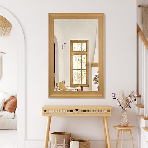 Natural Wall Mirror for Bathroom, Rectangle 24 x 36 inch Vanity Mirrors - Image 4