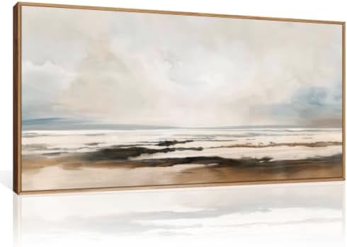 HOURIA Neutral Abstract Gray Landscape Framed Canvas Wall Art Set-40"x20"x1 by HOURIA
