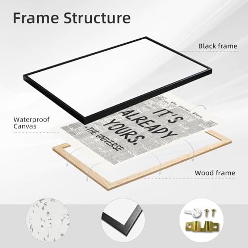 Framed Black And White Retro Newspaper Wall Art Motivational Office Decor - Image 2