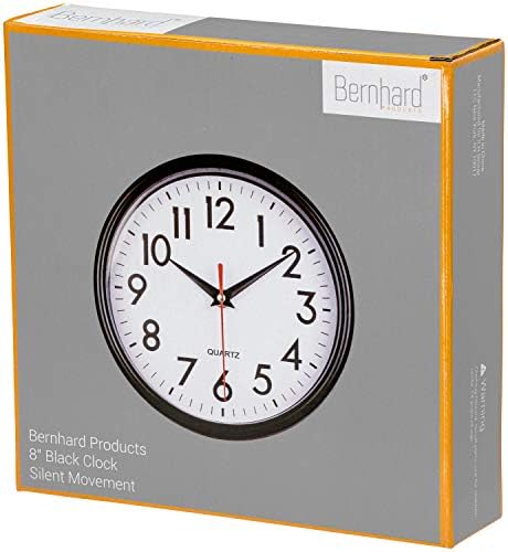 Bernhard Products Black Wall Clock 8" Silent Non-Ticking Quality Quartz Battery - Image 7