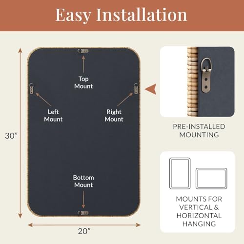 Barnyard Designs Rattan Wall Mirror Natural Honey - Image 5