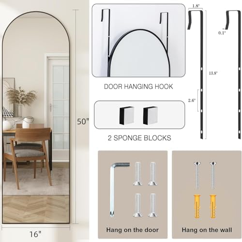 50"x 16" Door Mirror, Full Length Mirror Over The Door - Image 2