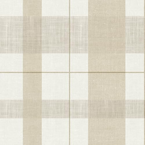 Timeet Modern Peel and Stick Wallpaper Plaid Wallpaper Brown Beige Boho Contact by Timeet