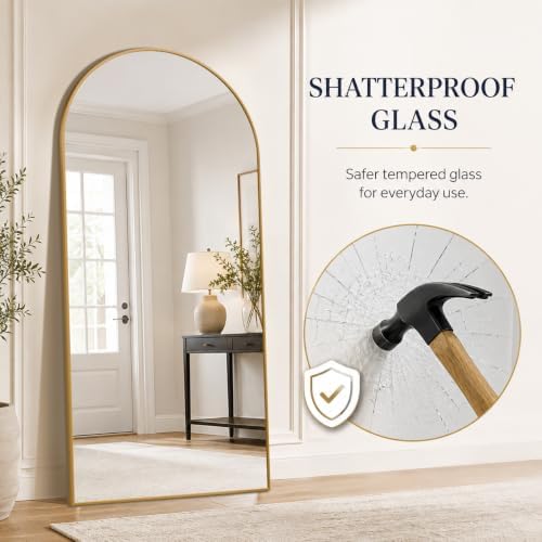 81"×41" Floor Mirror Full Length Arched Full Length Mirror Gold - Image 6