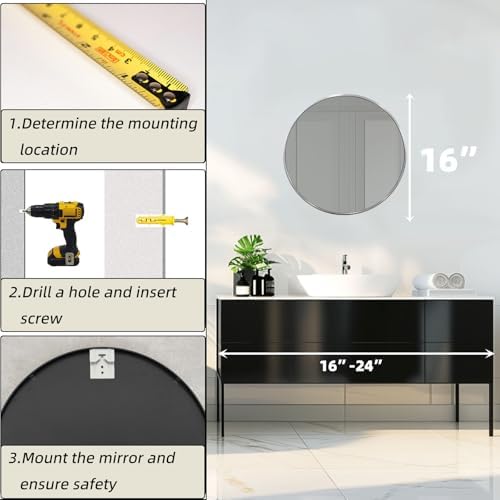 Round Bathroom Mirror, Circle Mirror, 1 Pack - Image 4