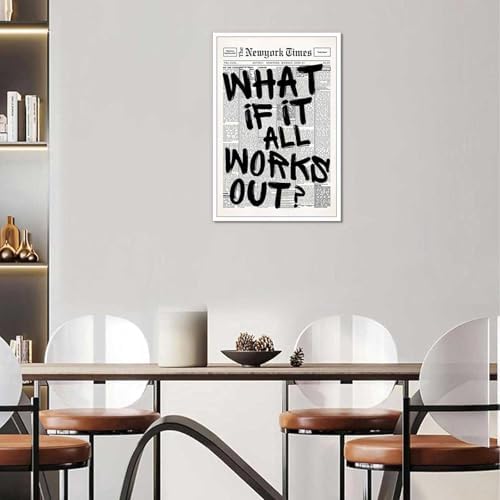 Drimiler Retro Black And White Newspaper Poster What If It All Works Out Canvas - Image 5