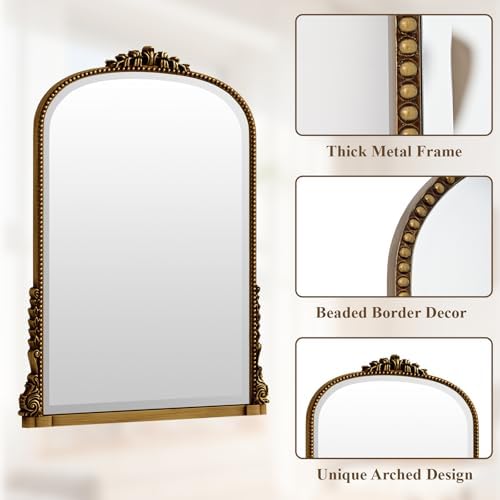 24"×32" Gold Arched Wall Mirror - Image 4