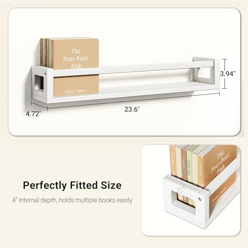 3 Pack 24 Inch Solid Wood Floating Shelves, Nursery Bookshelf - Image 2