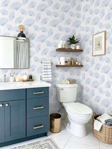 Safiyya Blue and White Peel and Stick Wallpaper Dandelion 17.3in x78.7in - Image 5