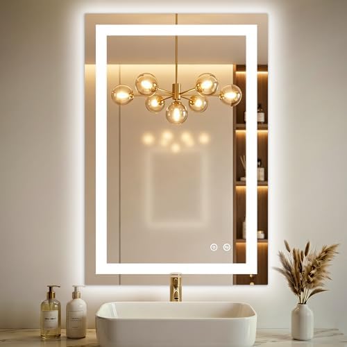 30x20 LED Bathroom Mirror with Lights, Lighted Vanity Mirror by TRAHOME