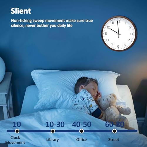 MEIRED Wooden Wall Clock 12 Inch Silent Non Ticking Wall Clocks Battery - Image 4