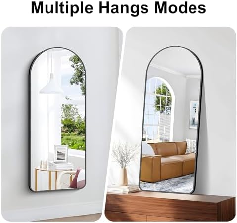 Arched Bathroom Mirror, Wall Mounted Mirror, Vanity Wall Mirror w/Metal Frame - Image 4