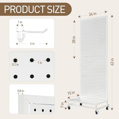 Eastern Tree Metal Pegboard Display Stand 2'x 5'with Base Plate, Pegboard - Image 3