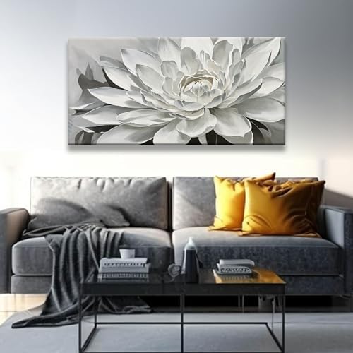 TAIJXAGSG Canvas Art Wall Decor lotus Print Paintings Flower White Wall Art - Image 3