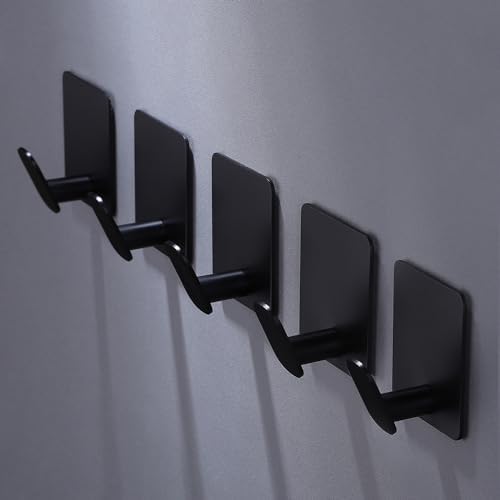 DELITON 8 Pack Adhesive Towel Hooks, Matte Black Wall Hooks - Image 2