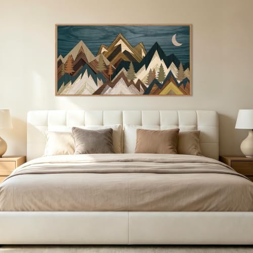 BINCUE Mountain Wall Art Framed Canvas Wall Art Nature Forest Wall Decor Rustic - Image 5