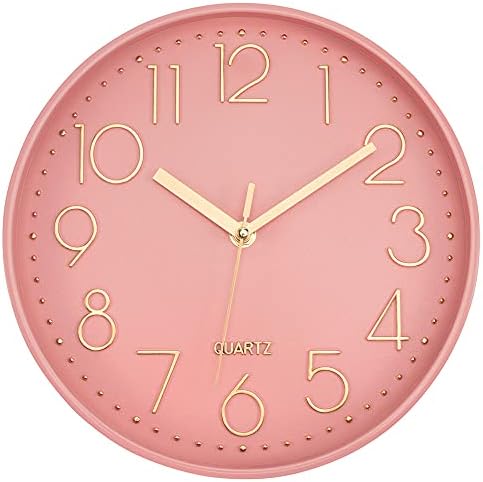 Lumuasky Pink Wall Clock Modern Battery Operated Analog Small Cute Silent by LumuaskyDirect